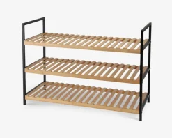 Skostativ med 3 hylder bambus