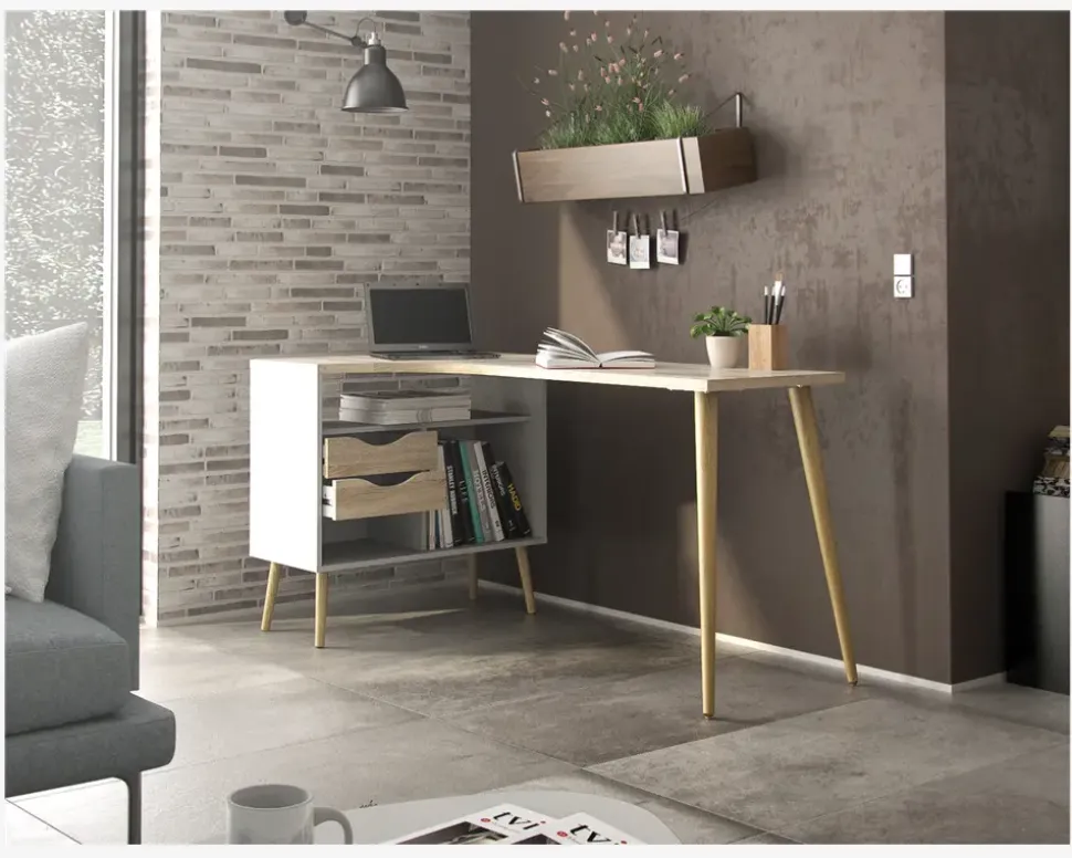 Skrivebord Delta Hvid/Eg