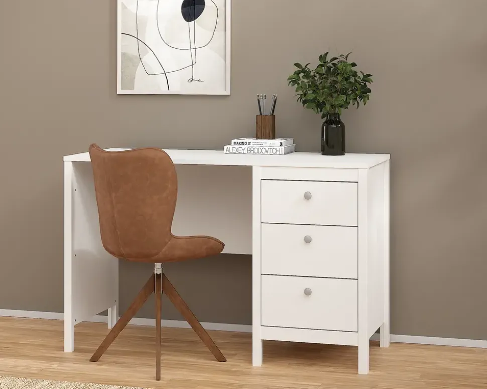 Skrivebord Madrid hvid kunstfiner