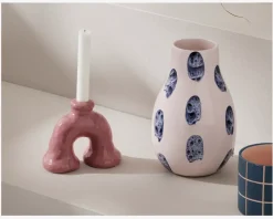 Skulptur Lysestage Rosa H.12,5 cm