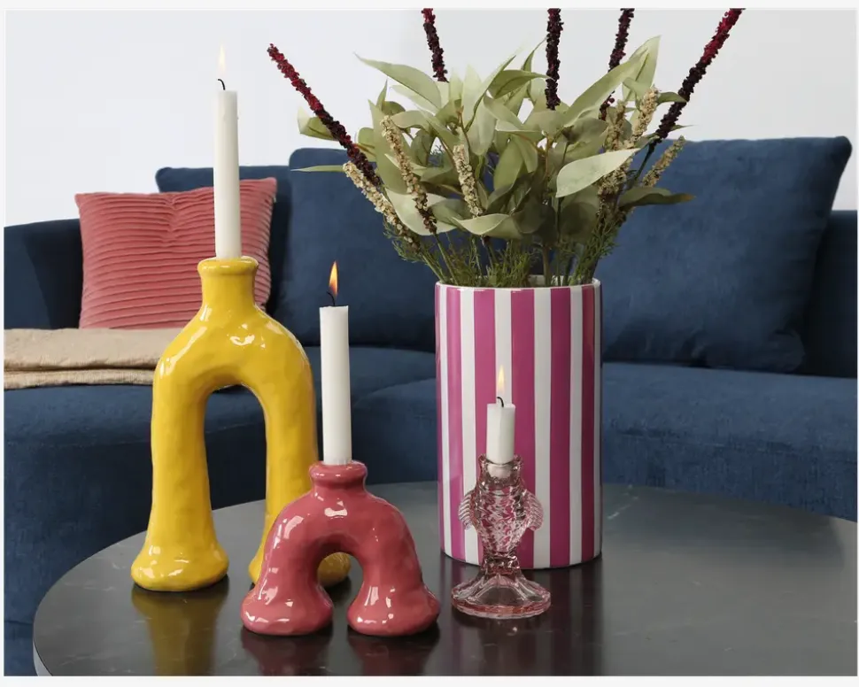 Skulptur Lysestage Rosa H.12,5 cm