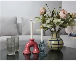 Skulptur Lysestage Rosa H.12,5 cm