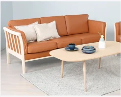 Sofa 3 Pers. Luksus Tremmesofa Cognac/Bøg