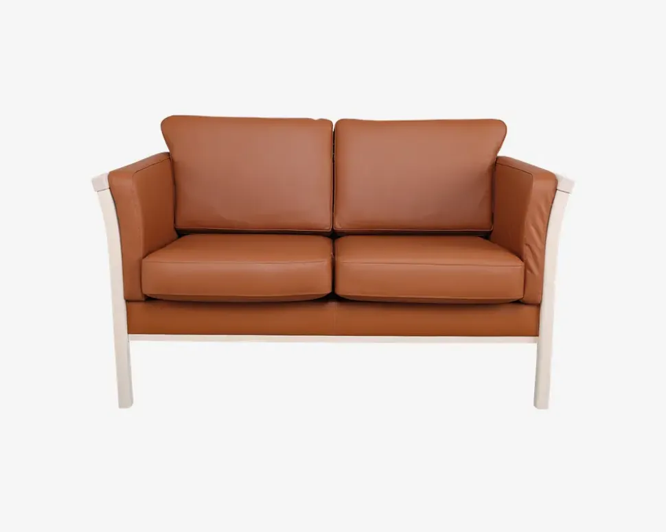 Sofa 2 Pers. Luksus Tremmesofa Cognac/Bøg