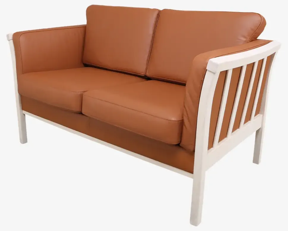 Sofa 2 Pers. Luksus Tremmesofa Cognac/Bøg