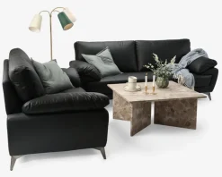 Sofa 2 Pers. Sort kunstlæder/PU