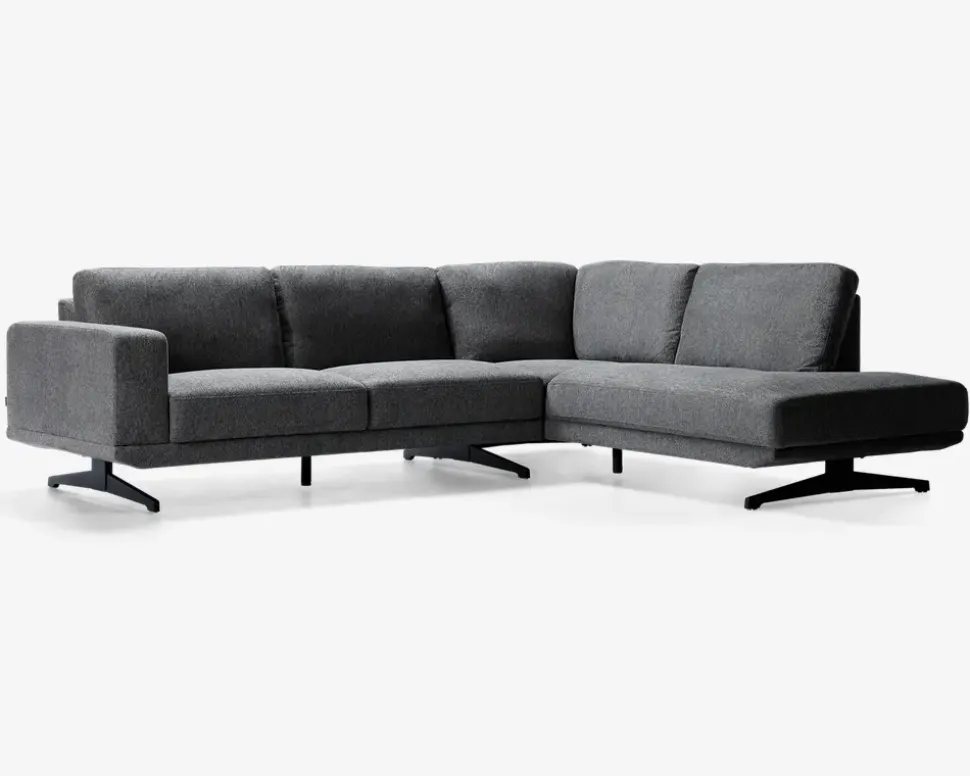 Sofa m. åben afslutning grå højrevendt