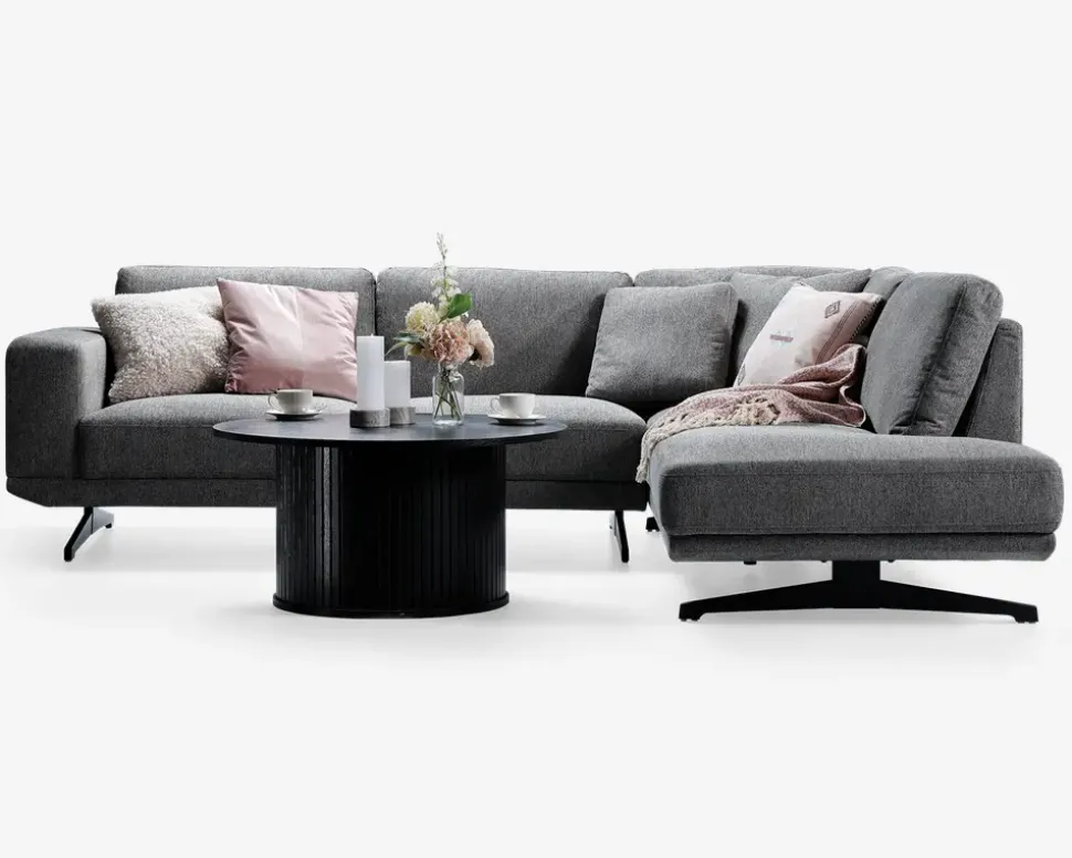 Sofa m. åben afslutning grå højrevendt