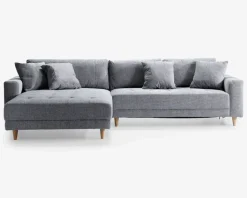 Sofa med XL chaiselong grå