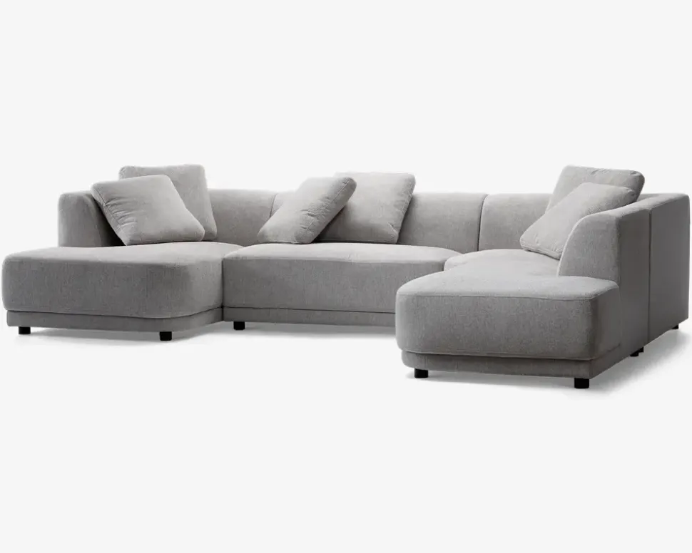 Sofa U-shape grå/beige højrevendt