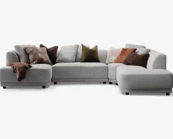 Sofa U-shape grå/beige højrevendt