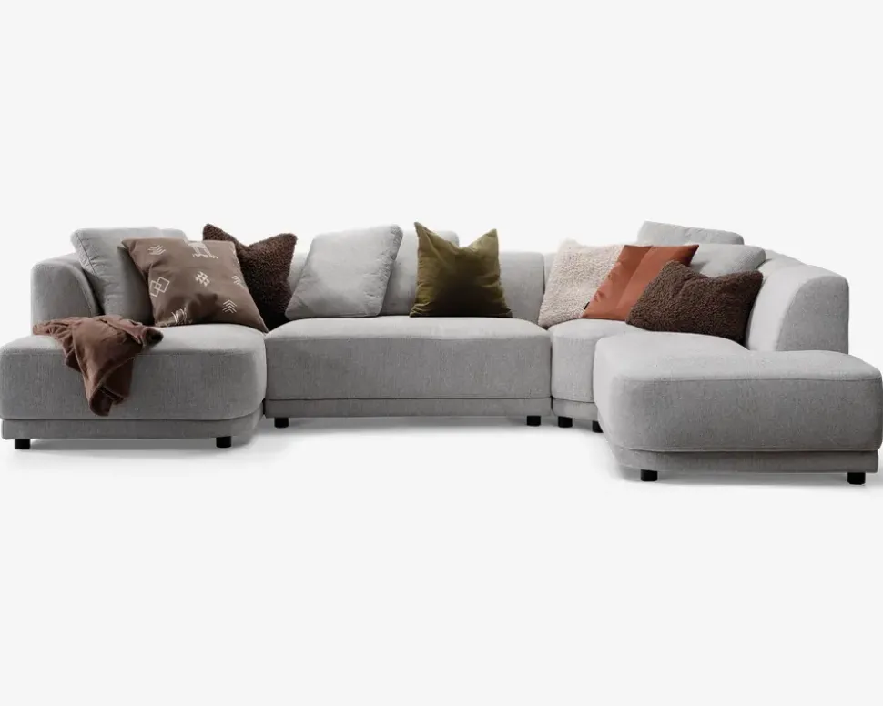 Sofa U-shape grå/beige højrevendt