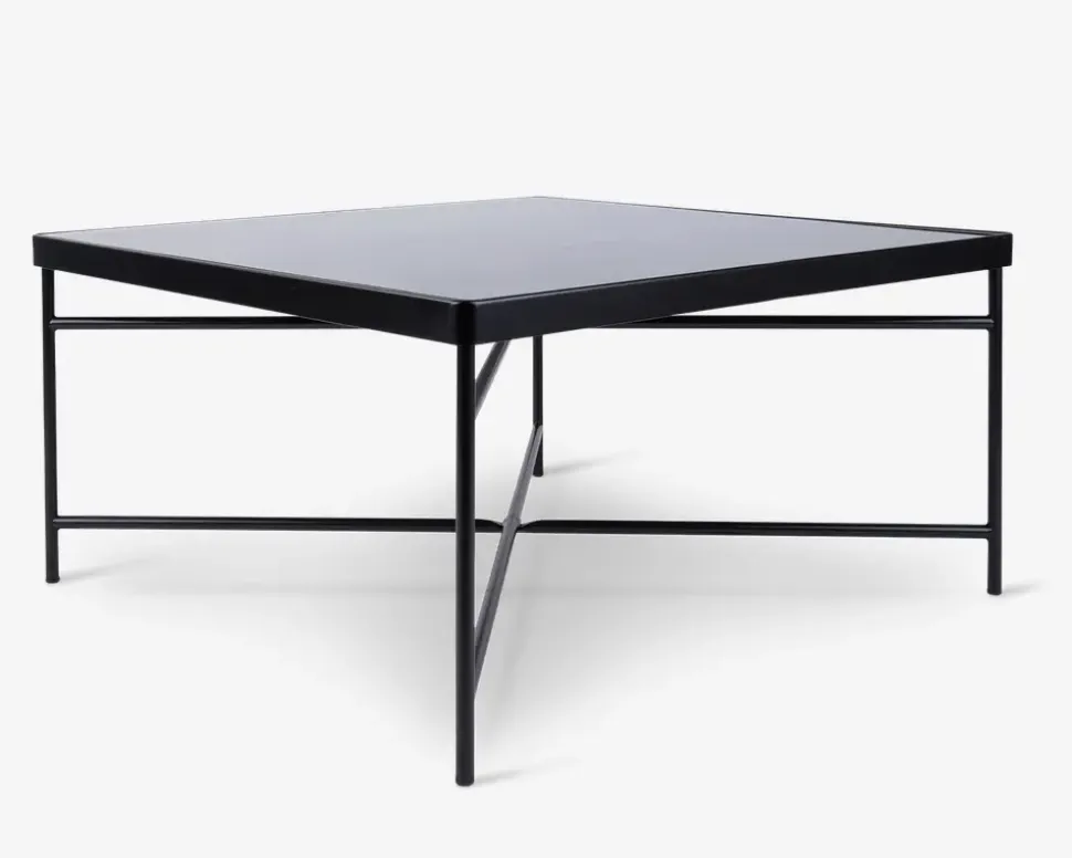 Sofabord sort/glas 80x80 cm