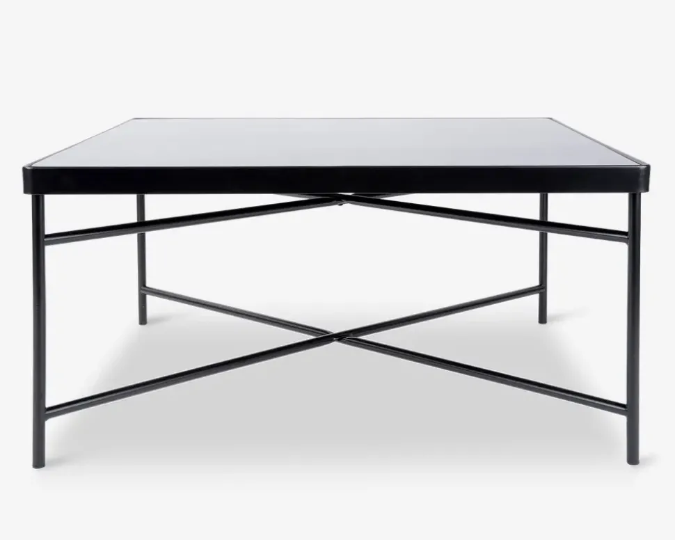 Sofabord sort/glas 80x80 cm