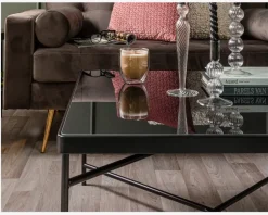 Sofabord sort/glas 80x80 cm