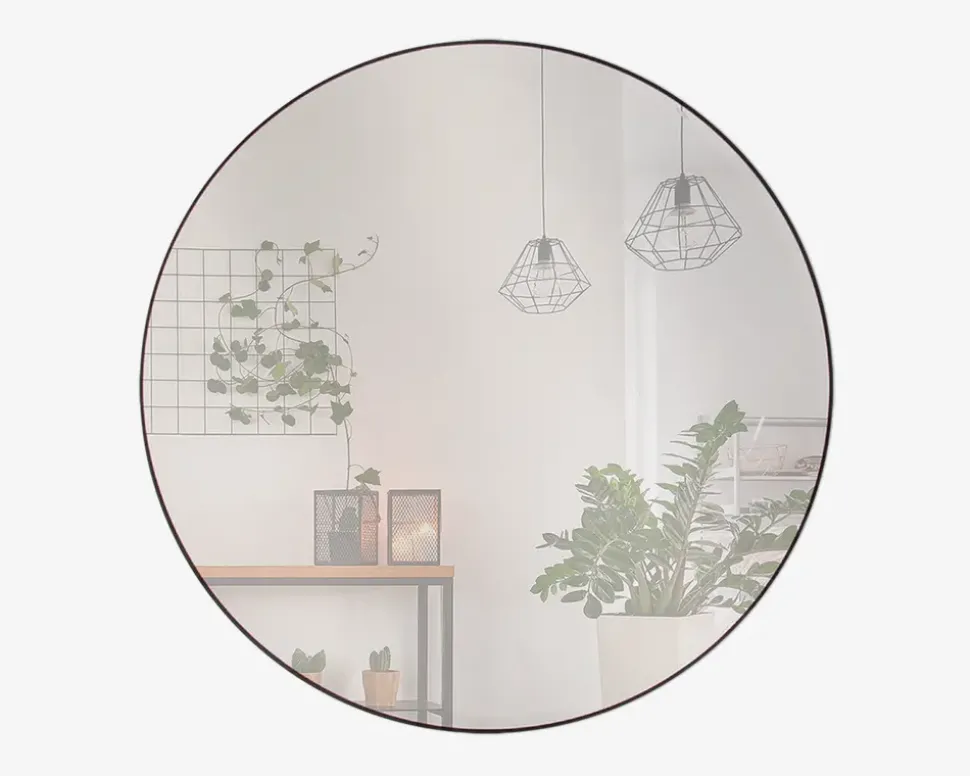 Spejl Cirkel Sort Ø.80 cm