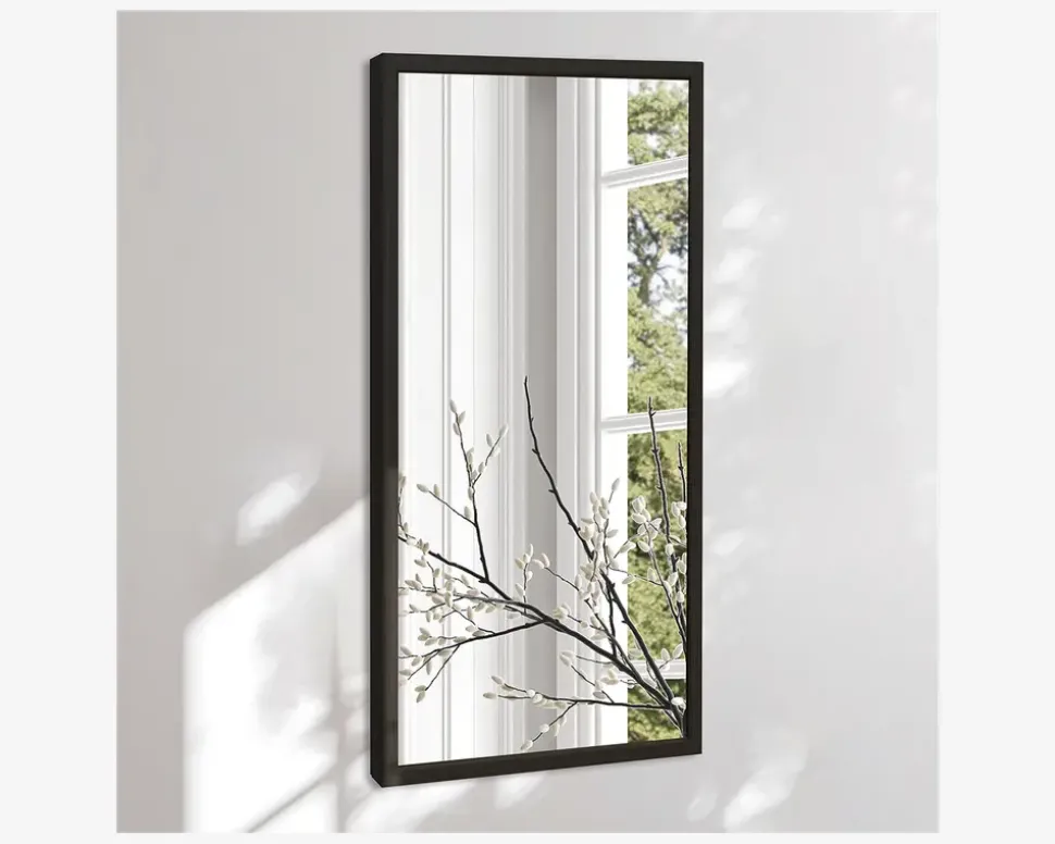 Spejl Gallery sort træ 40x80 cm