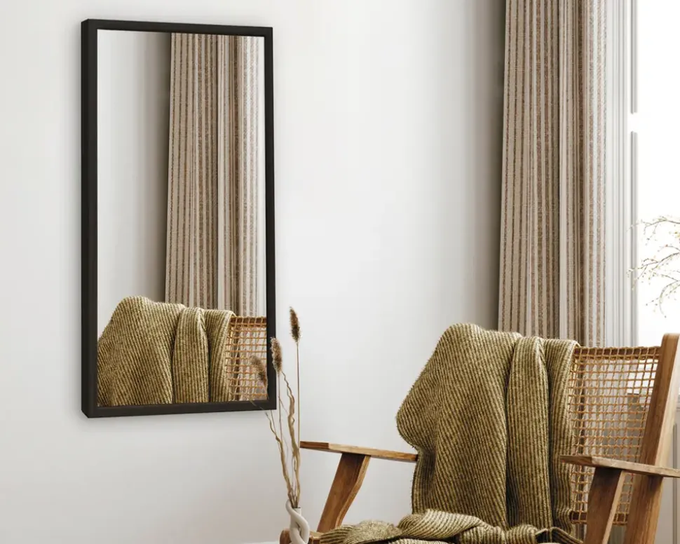 Spejl Gallery sort træ 40x80 cm