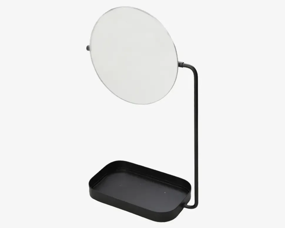 Spejl m. Bakke Sort H. 32,5 cm