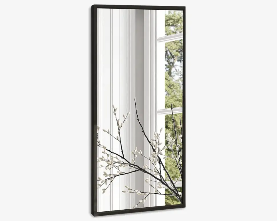Spejl slim sort træ 40x80 cm
