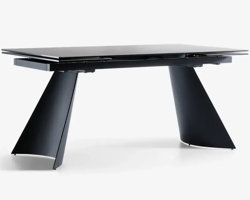 Spisebord i glas/keramik med udtræk