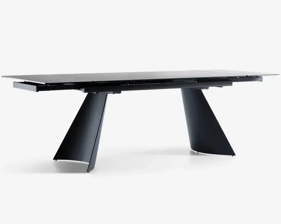 Spisebord i glas/keramik med udtræk