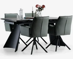 Spisebord i glas/keramik med udtræk