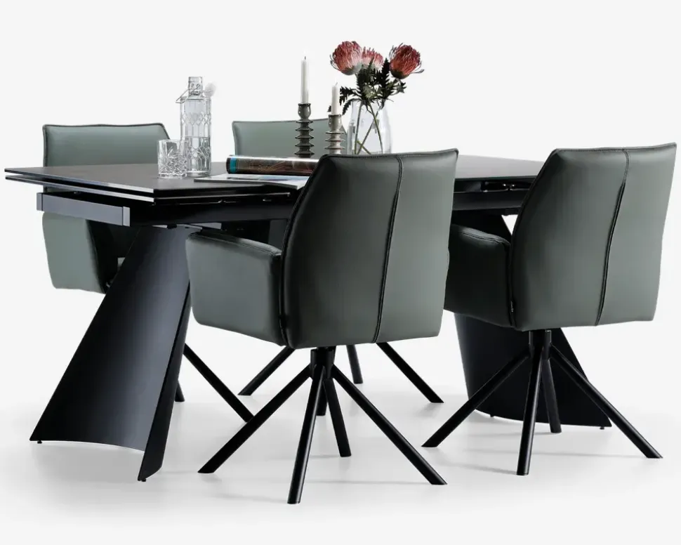 Spisebord i glas/keramik med udtræk