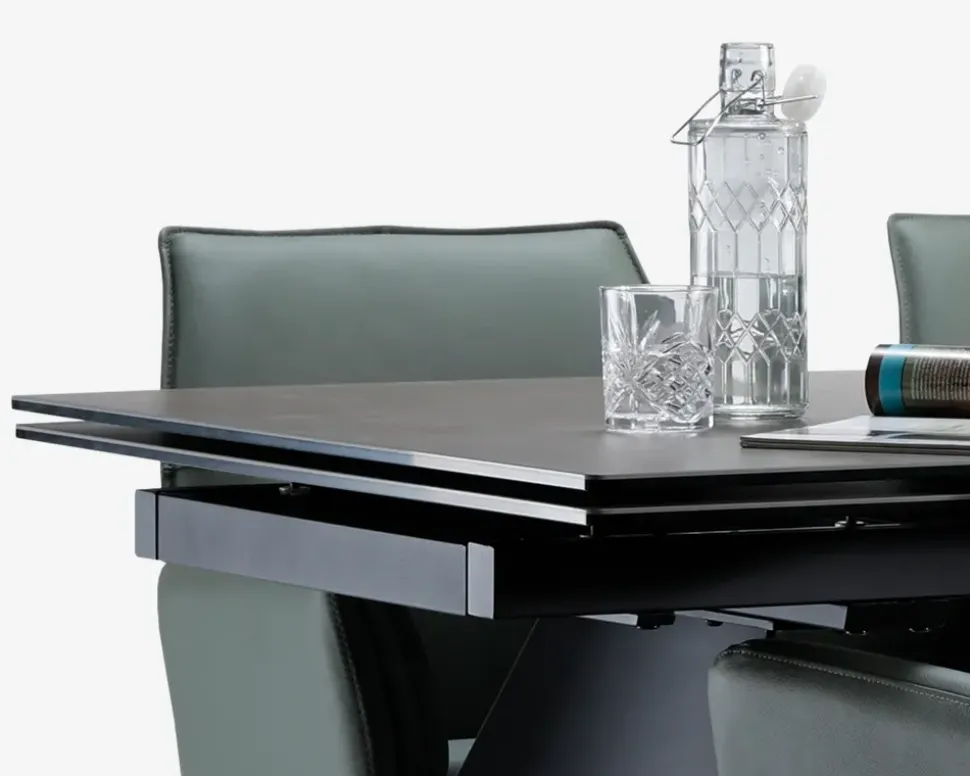 Spisebord i glas/keramik med udtræk