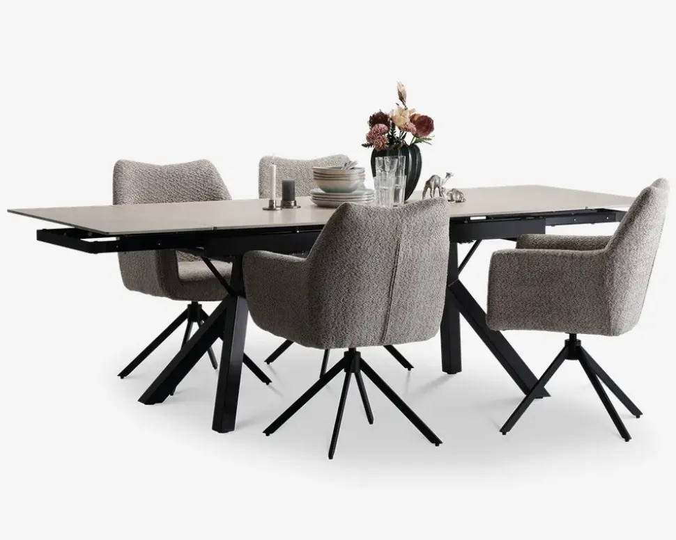 Spisebord i travertin farvet keramik