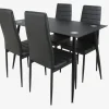 Spisebordssæt til 4 personer i sort
