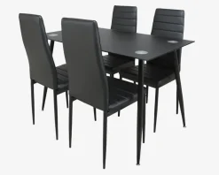 Spisebordssæt til 4 personer i sort