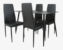 Spisebordssæt til 4 personer i sort