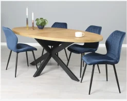 Spisebordsstol i blå velour