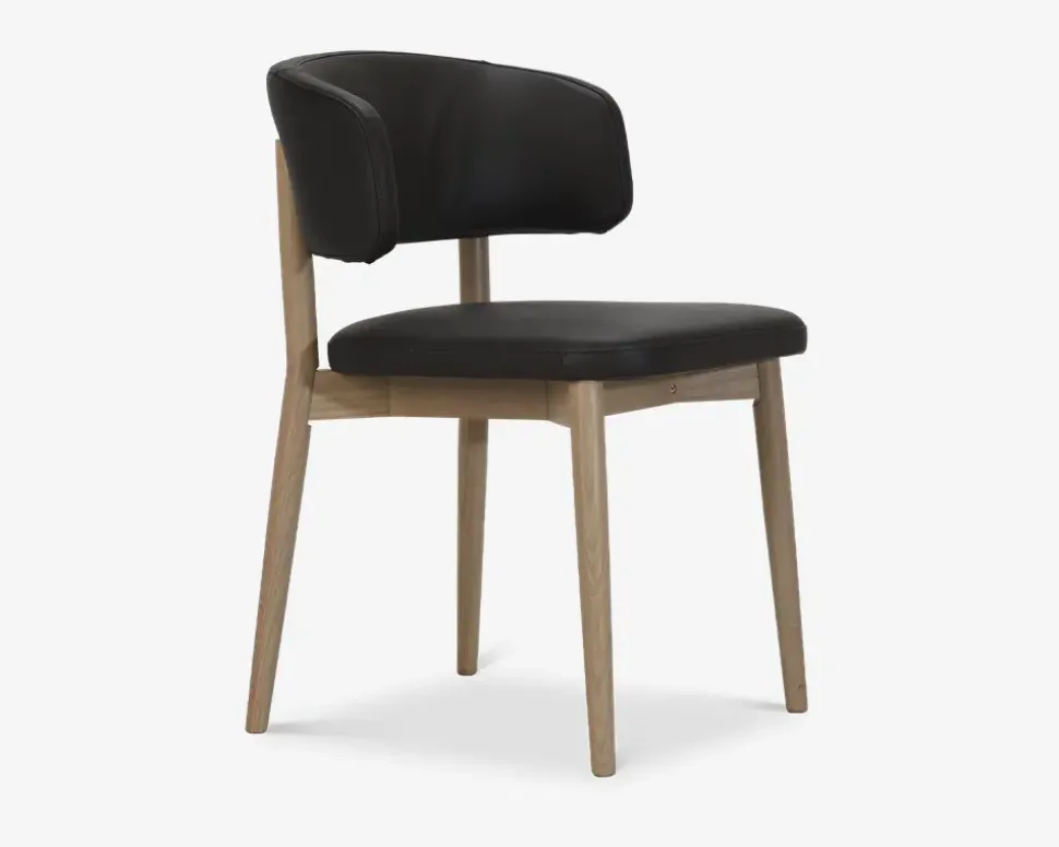 Spisebordsstol i læder med armlæn