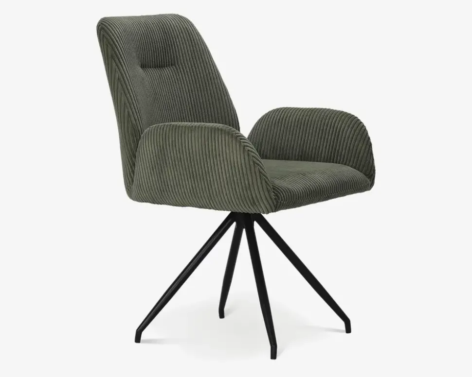 Spisebordsstol med armlæn i grøn