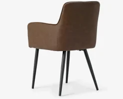 Spisebordsstol med armlæn i brun kunstlæder