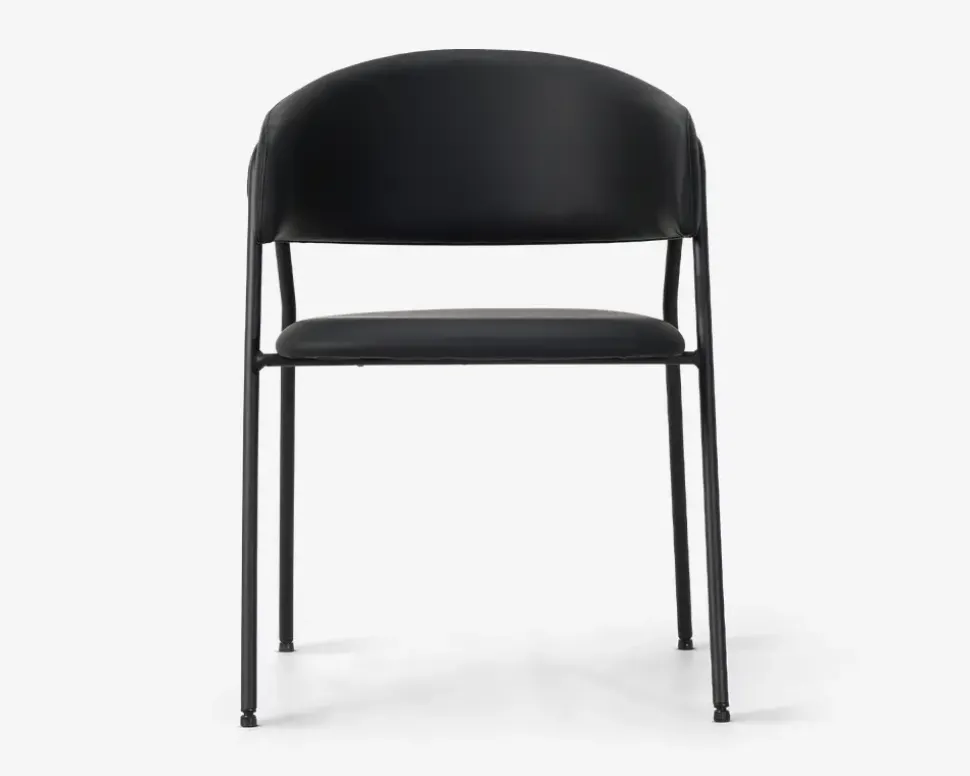 Spisebordsstol med armlæn i sort kunstlæder