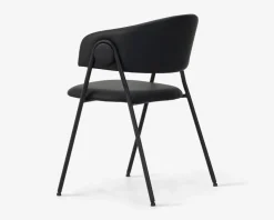 Spisebordsstol med armlæn i sort kunstlæder