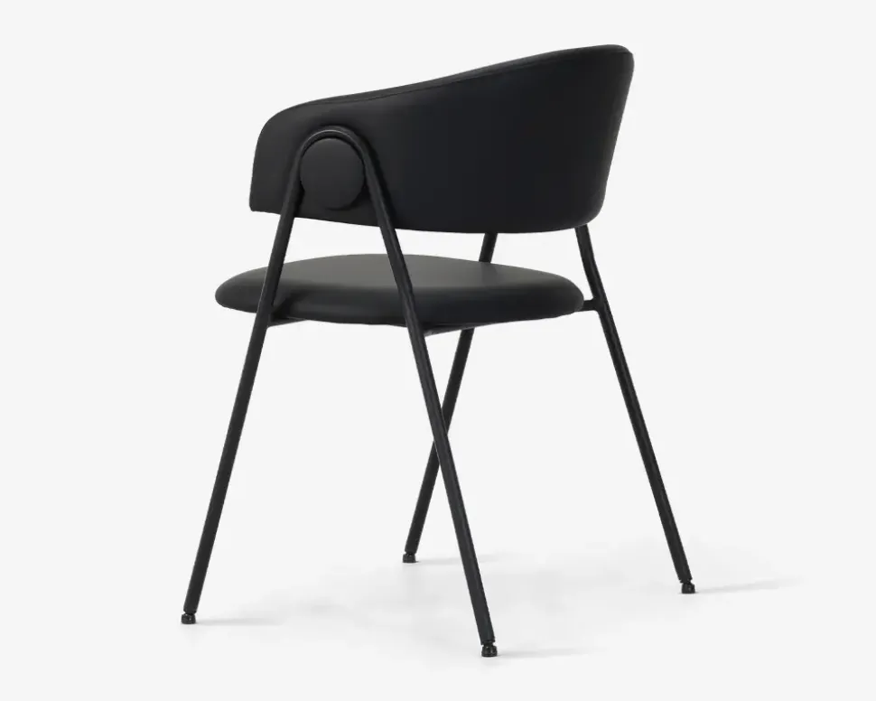 Spisebordsstol med armlæn i sort kunstlæder