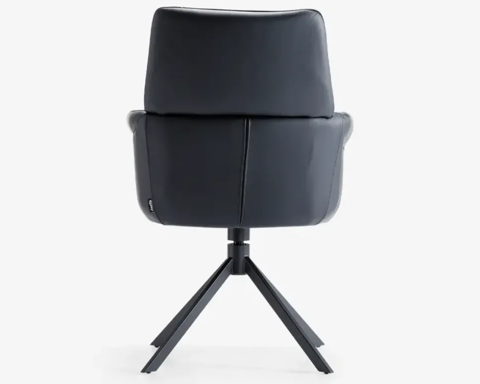 Spisebordsstol med armlæn i sort læder