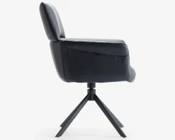 Spisebordsstol med armlæn i sort læder