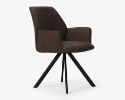 Spisebordsstol med armlæn brun