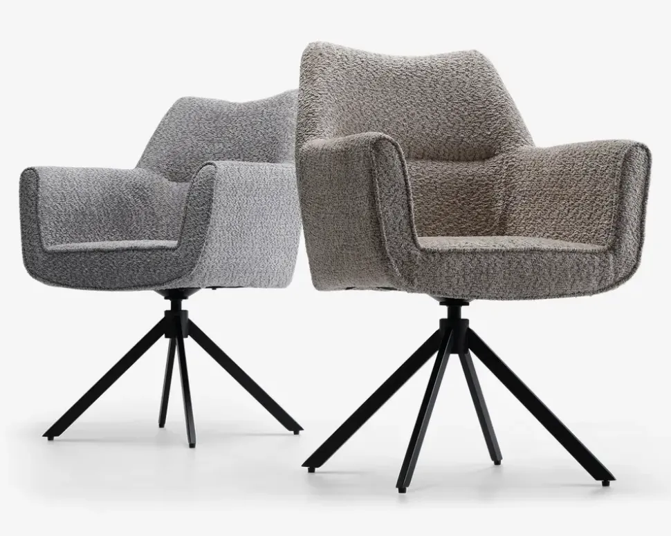 Spisebordsstol med armlæn grå