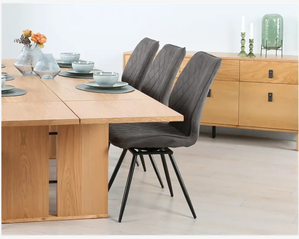 Spisebordsstol Navarra mørk grå med drejstel