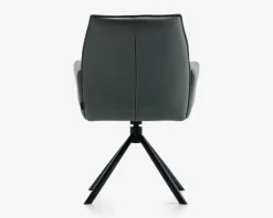 Spisestuestol med armlæn i grøn læder