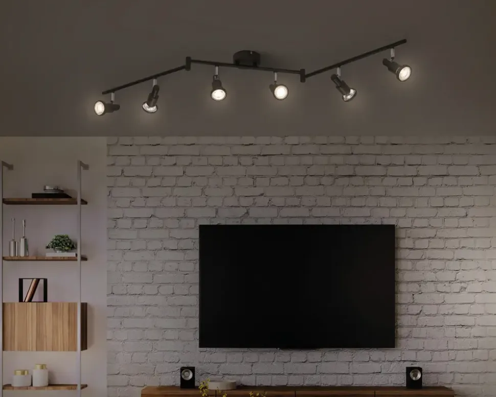 Spot 6xGU10 sort L.119,8 cm