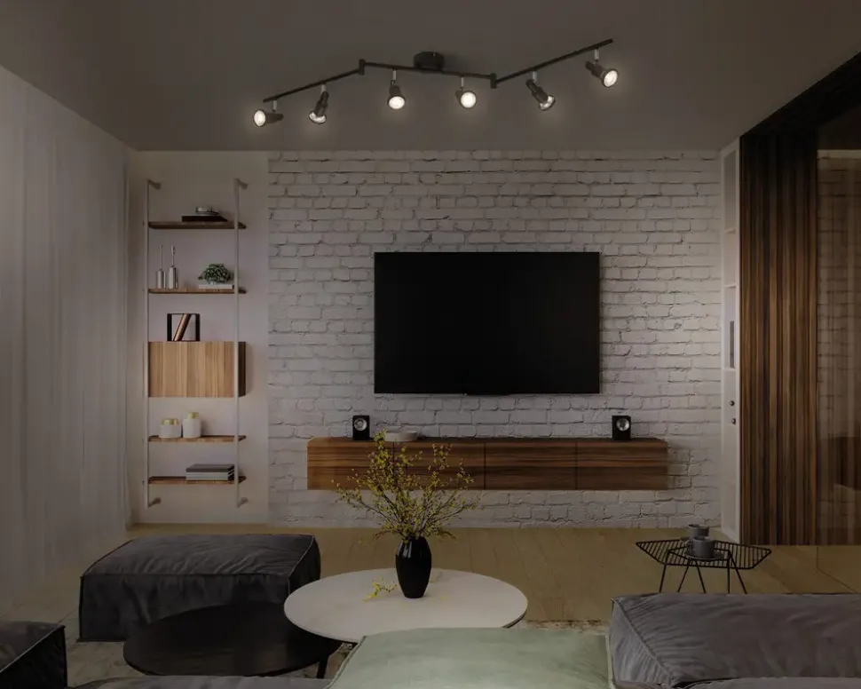 Spot 6xGU10 sort L.119,8 cm