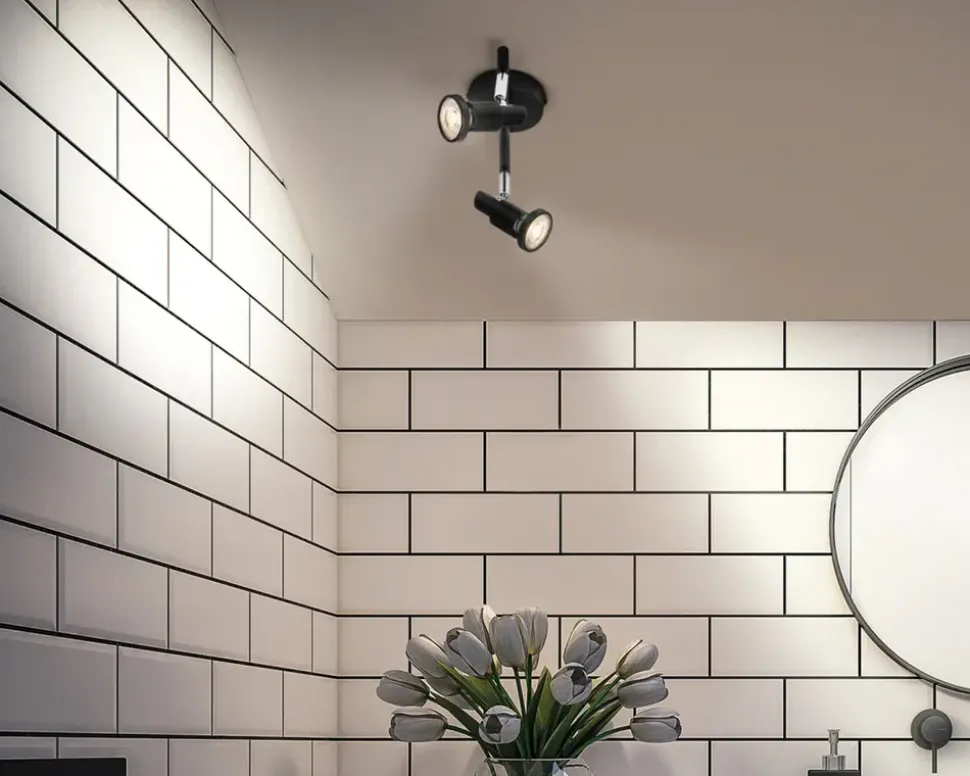 Spot 2xGU10 sort L.25,6 cm