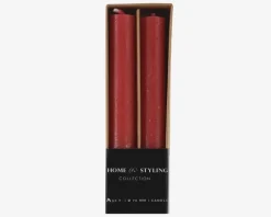 Stearinlys Rød/Guld 2 Stk.